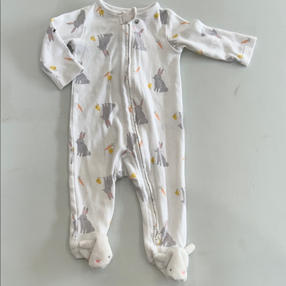 Carter's White Bunny Print Footie